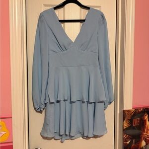 City Studio Light Blue Long Sleeve Dress